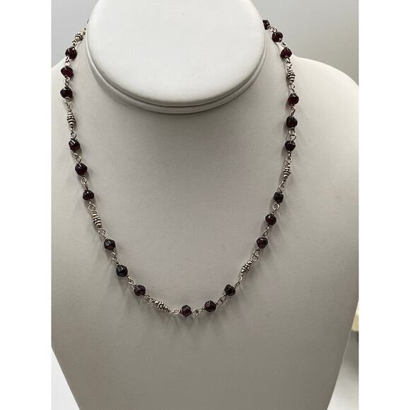 SILPADA Retired Sterling Silver 925 Garnet Beads Station Chain Necklace N1053 - Picture 4 of 7